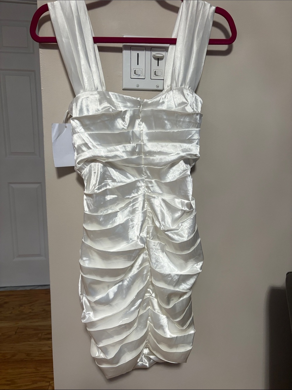 Alamour The Label Ivory Satin Ruched Mini Dress - Picture 10 of 12